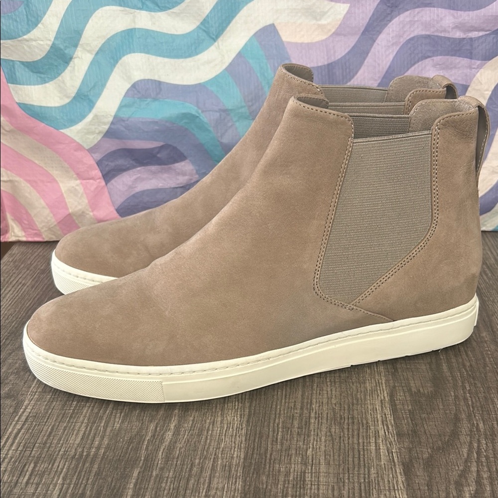 Vince Newlyn High Top Tan Suede Chelsea Pull On Sneakers
